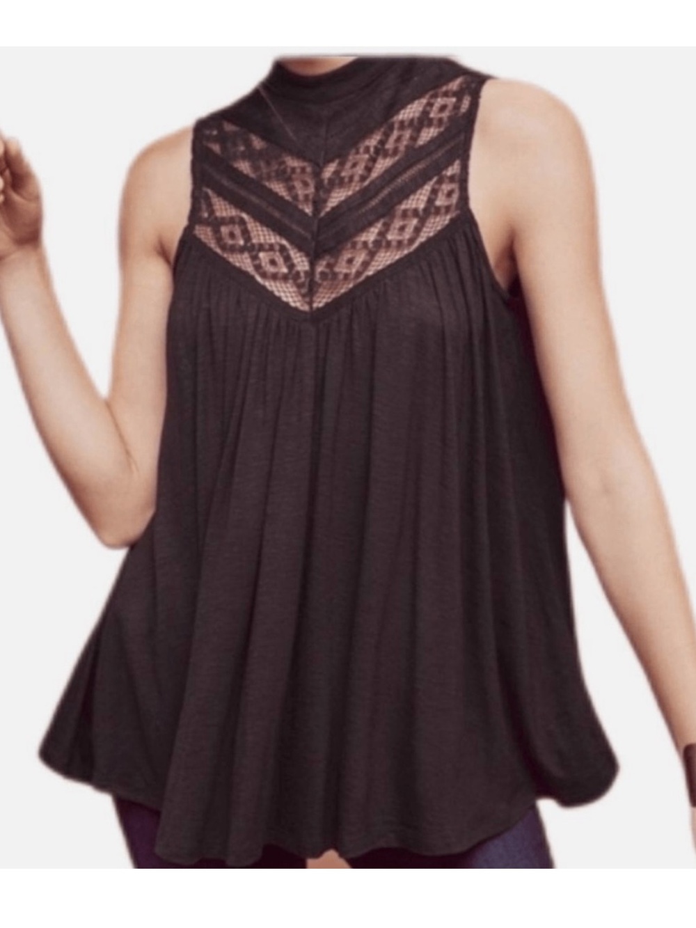 Anthropologie Deletta Brenta Lace Inset Top (plum) XSP
